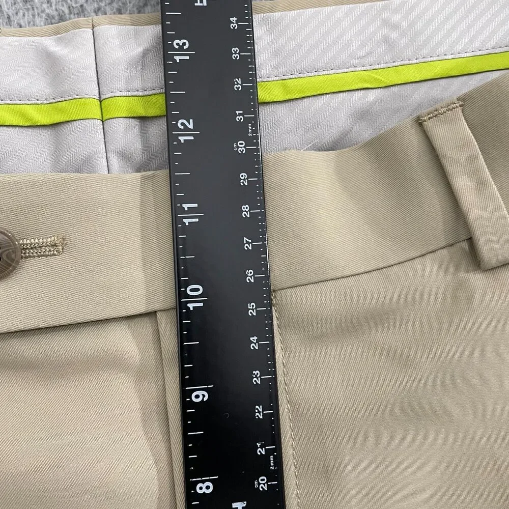Louis Raphael Golf Pants Men 40x30 Tan Flat Front Performance Dress‎ Slacks